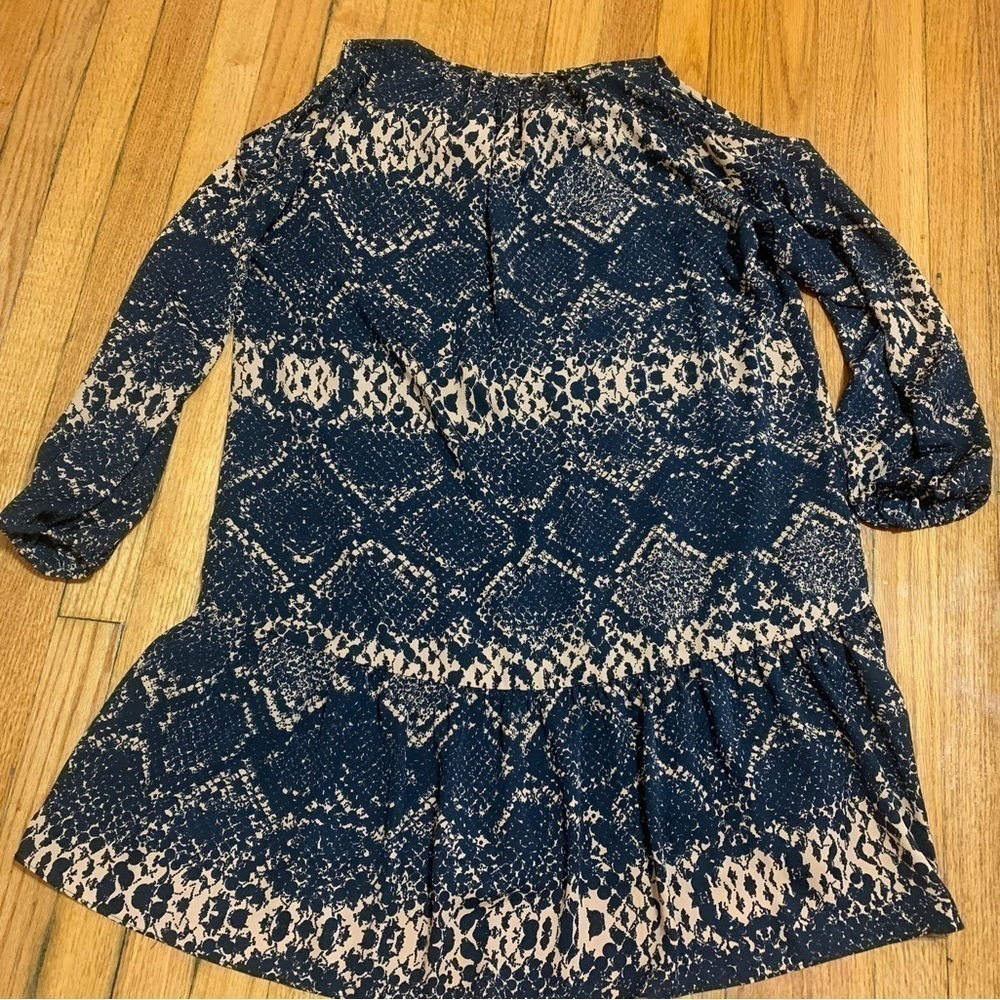 Amanda Uprichard Tan Black Snake Skin Print Dress Shoulder‎ Cut Out Size Medium - Picture 11 of 11